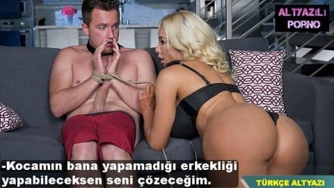 Kudurmuş sarışın kocası sikemeyince genç komşuyu eve kapattı